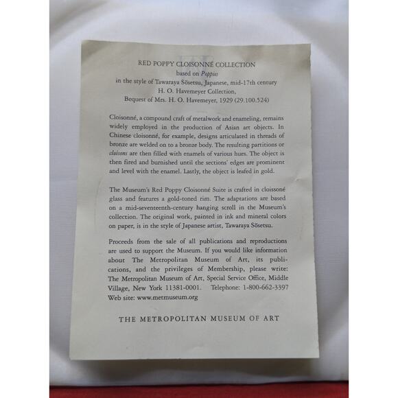 Cloisonné Red Poppy Plate 7" MET Museum Tawaraya Sōsetsu Japanese Art Edo Period - Picture 4 of 5